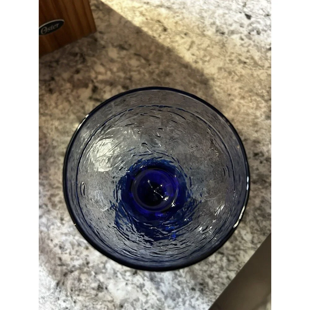 Libbey Glass Co Garden Vine Water Goblets Set Of 2 Cobalt Blue Stemmed Glasses